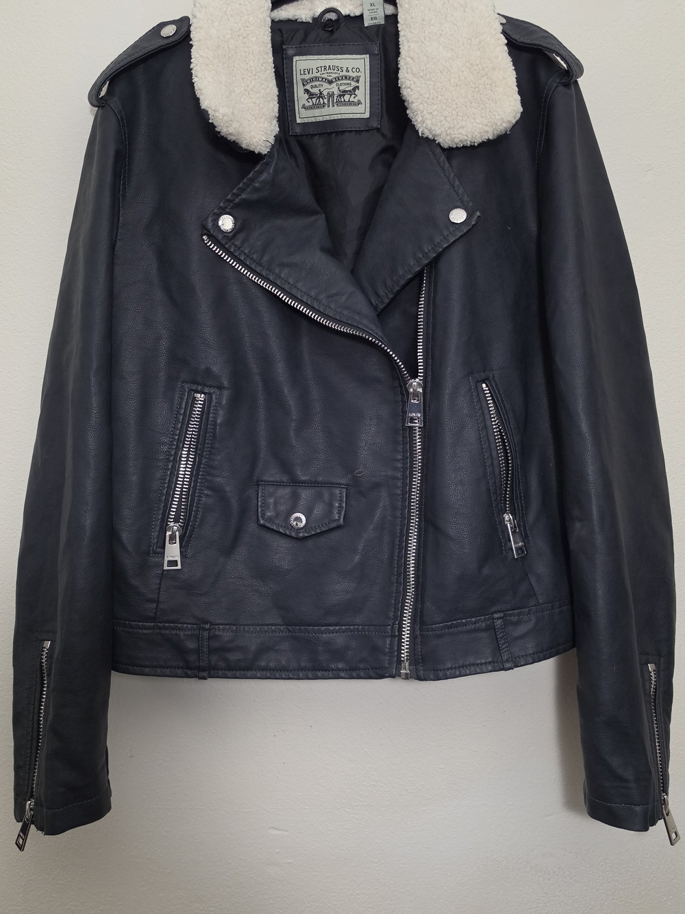 Levi’s Faux Leather Sherpa Collar Moto Jacket Black Women’s XL